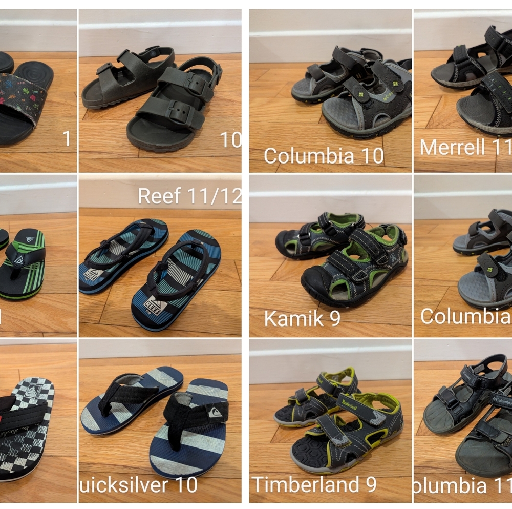 Lot Of 12 Sandals And Flip Flops For Kids Size 9, 10 And 11